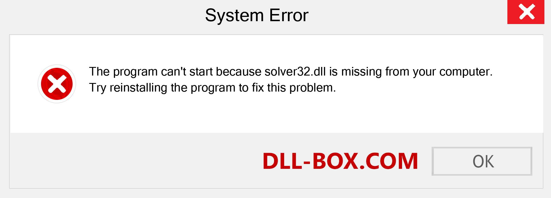  solver32.dll file is missing?. Download for Windows 7, 8, 10 - Fix  solver32 dll Missing Error on Windows, photos, images